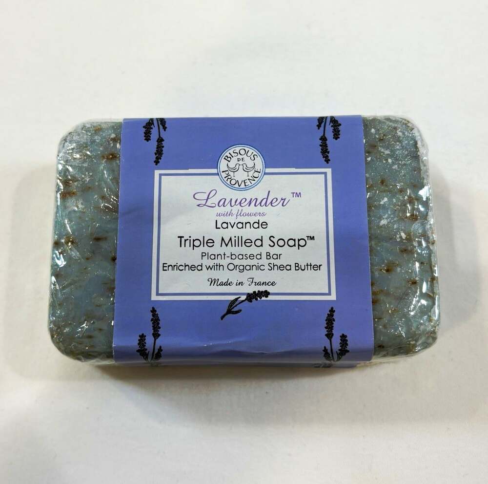 Bisous de Provence Lavender w/ Flowers Triple Milled Plant-Based Soap Bar 7 oz